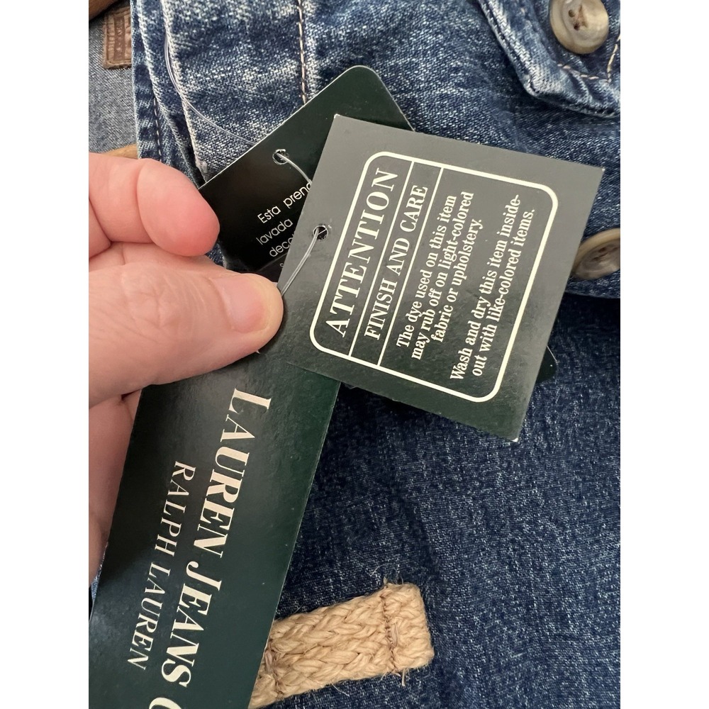 NEW VTG Ralph Lauren Duffle Coat Women M Denim Hooded Wood Toggle Jacket - Picture 9 of 16